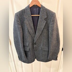 Vintage 80s/90s Harris Tweed Men's Gray Herringbone Blazer